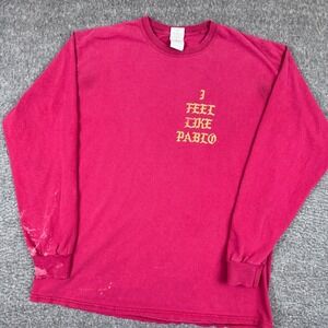 The Life of Pablo Kanye West T-Shirt Mens Large Red Rap Hip Hop Long Sleeve Y2K